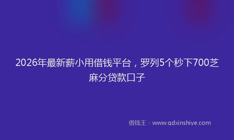 2026年最新薪小用借钱平台，罗列5个秒下700芝麻分贷款口子