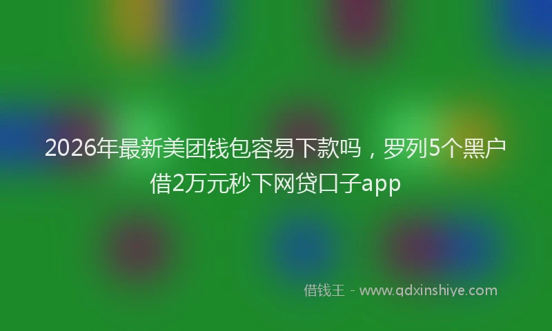 2026年最新美团钱包容易下款吗，罗列5个黑户借2万元秒下网贷口子app