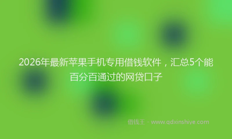 2026年最新苹果手机专用借钱软件，汇总5个能百分百通过的网贷口子