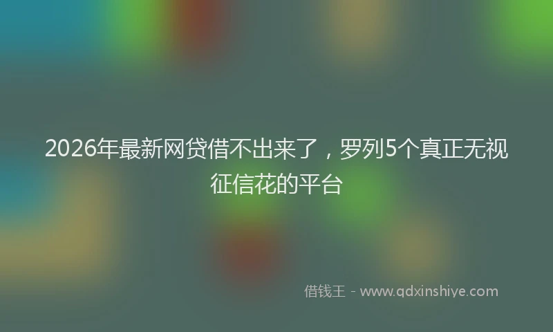 2026年最新网贷借不出来了，罗列5个真正无视征信花的平台