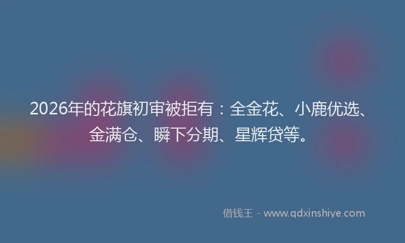 2026年的花旗初审被拒有：全金花、小鹿优选、金满仓、瞬下分期、星辉贷等。