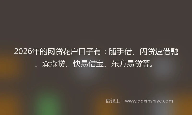 2026年的网贷花户口子有：随手借、闪贷速借融、森森贷、快易借宝、东方易贷等。