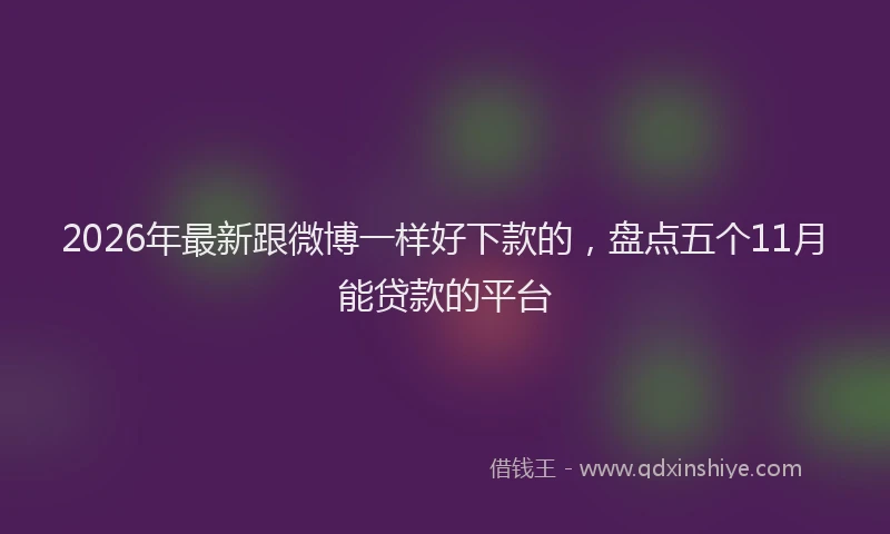 2026年最新跟微博一样好下款的，盘点五个11月能贷款的平台