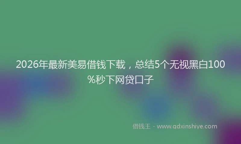 2026年最新美易借钱下载，总结5个无视黑白100%秒下网贷口子
