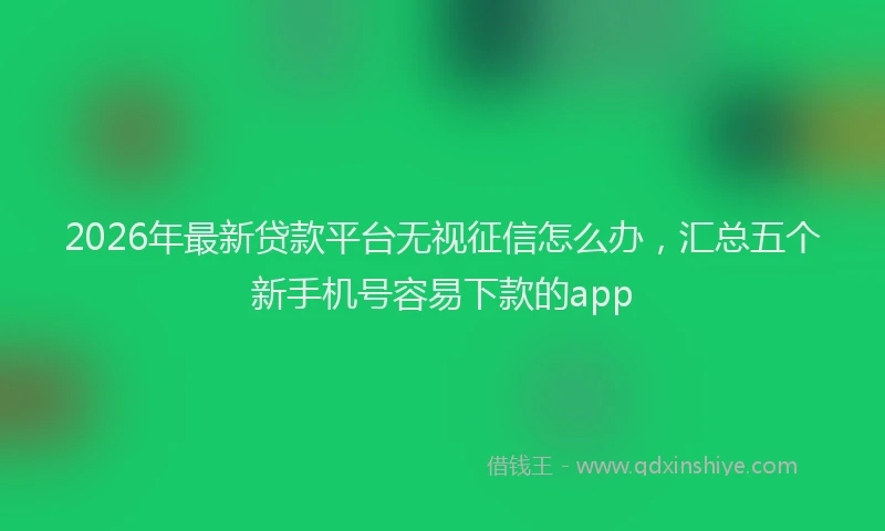 2026年最新贷款平台无视征信怎么办，汇总五个新手机号容易下款的app