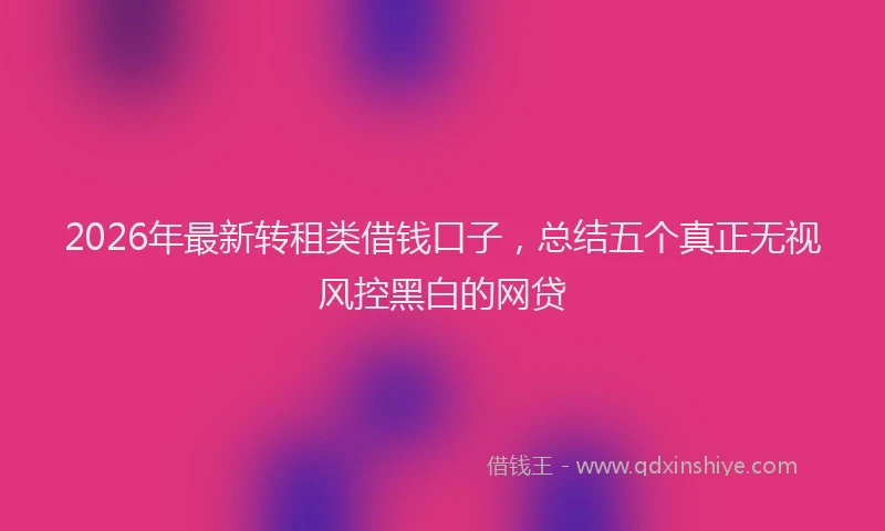2026年最新转租类借钱口子，总结五个真正无视风控黑白的网贷