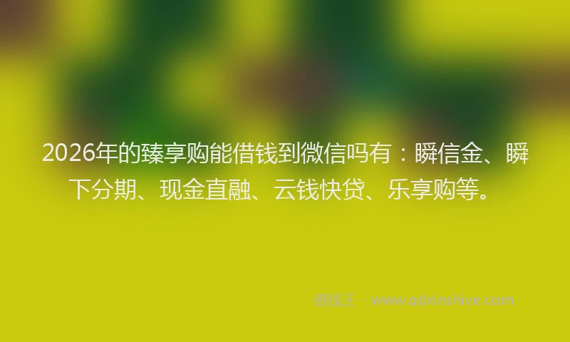 2026年的臻享购能借钱到微信吗有：瞬信金、瞬下分期、现金直融、云钱快贷、乐享购等。