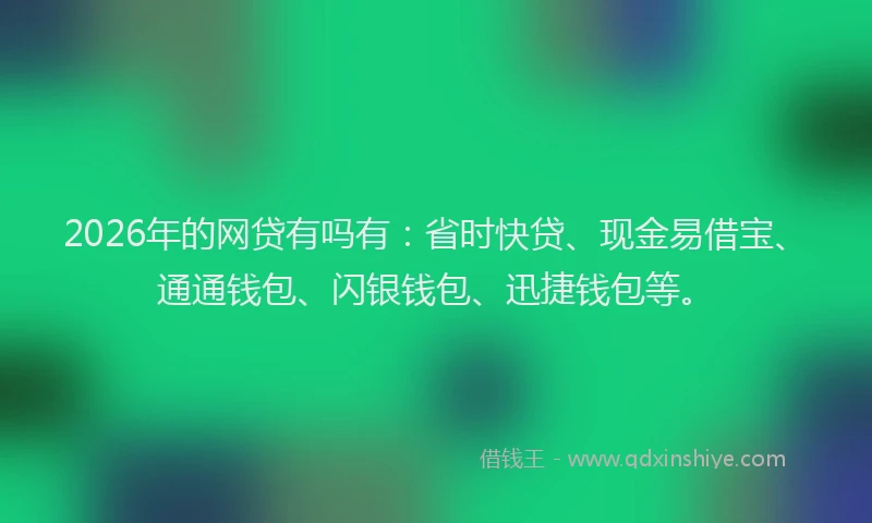 2026年的网贷有吗有：省时快贷、现金易借宝、通通钱包、闪银钱包、迅捷钱包等。
