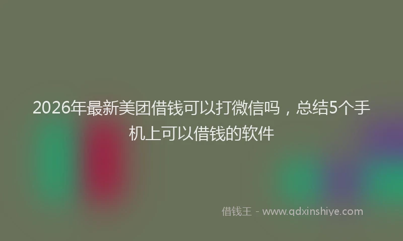 2026年最新美团借钱可以打微信吗，总结5个手机上可以借钱的软件