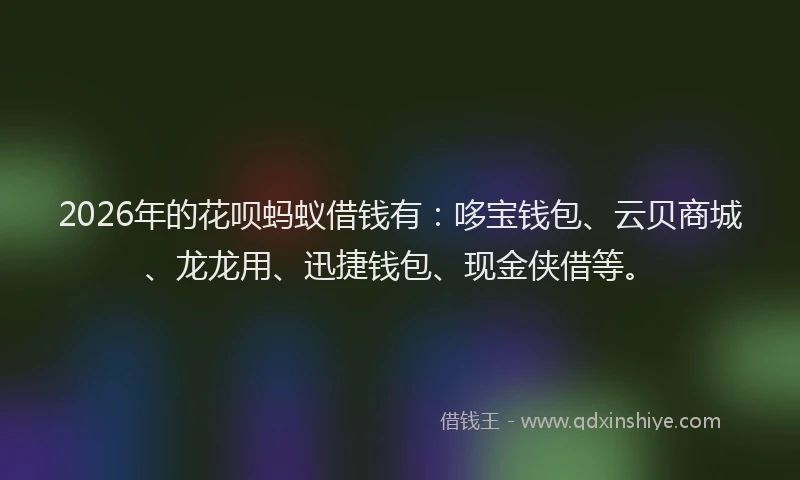 2026年的花呗蚂蚁借钱有：哆宝钱包、云贝商城、龙龙用、迅捷钱包、现金侠借等。