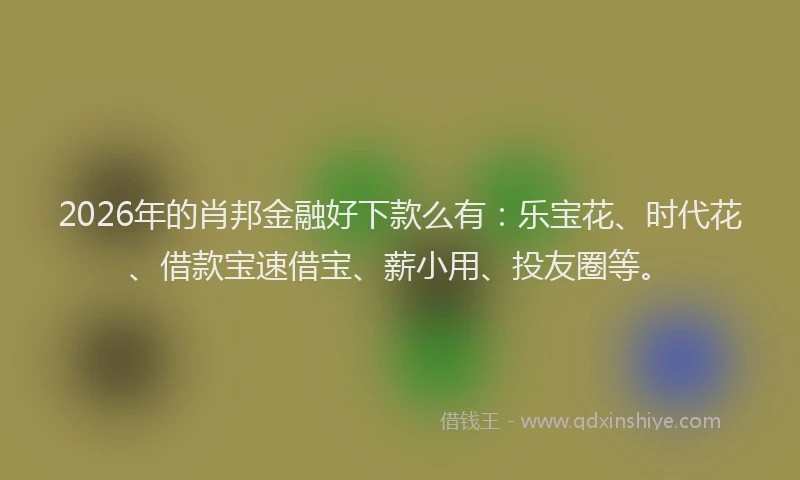 2026年的肖邦金融好下款么有：乐宝花、时代花、借款宝速借宝、薪小用、投友圈等。