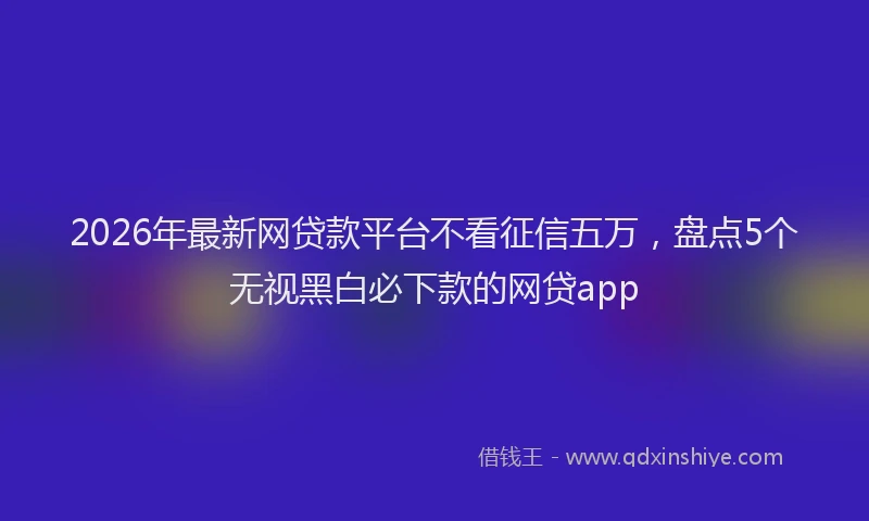 2026年最新网贷款平台不看征信五万，盘点5个无视黑白必下款的网贷app