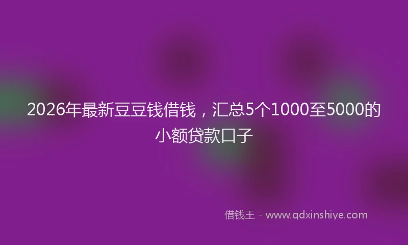 2026年最新豆豆钱借钱，汇总5个1000至5000的小额贷款口子