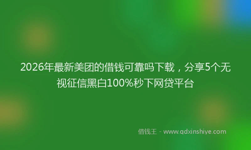 2026年最新美团的借钱可靠吗下载，分享5个无视征信黑白100%秒下网贷平台