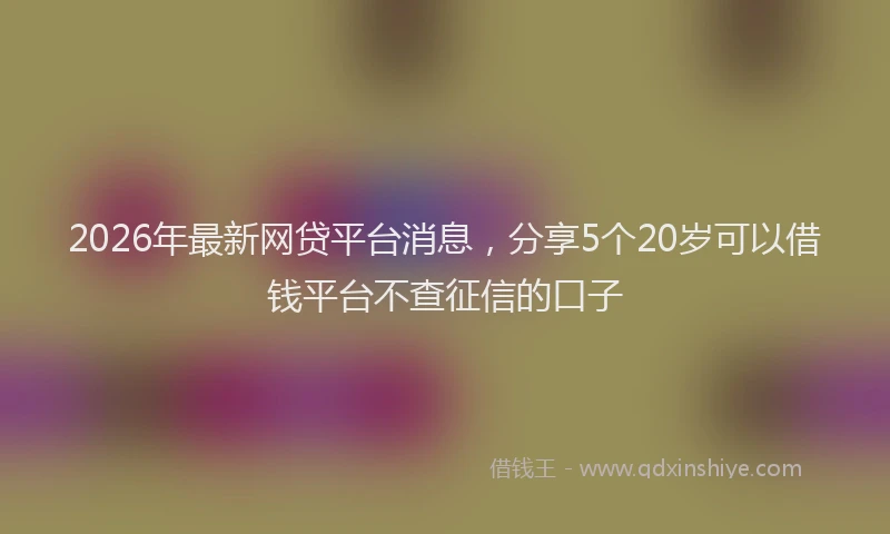 2026年最新网贷平台消息，分享5个20岁可以借钱平台不查征信的口子