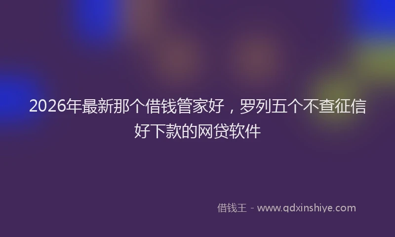 2026年最新那个借钱管家好，罗列五个不查征信好下款的网贷软件