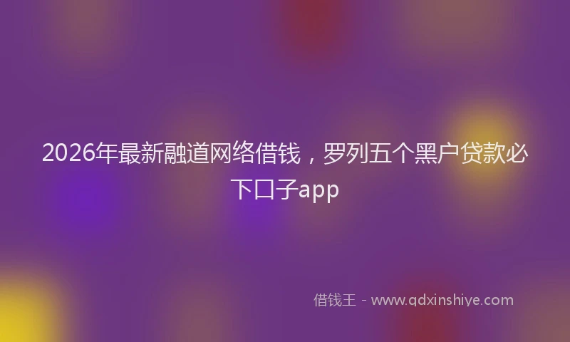2026年最新融道网络借钱，罗列五个黑户贷款必下口子app