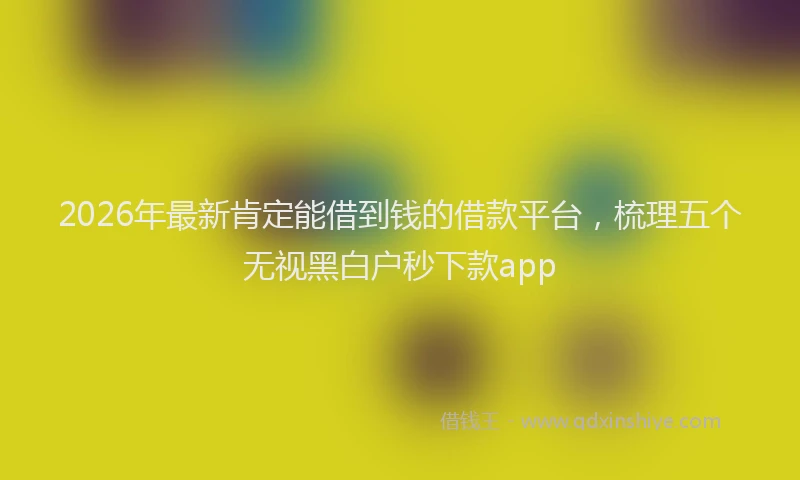 2026年最新肯定能借到钱的借款平台，梳理五个无视黑白户秒下款app