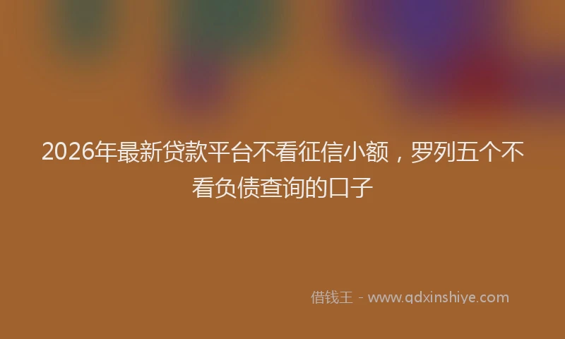 2026年最新贷款平台不看征信小额，罗列五个不看负债查询的口子