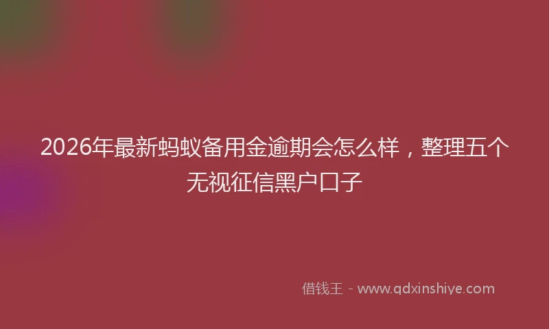 2026年最新蚂蚁备用金逾期会怎么样，整理五个无视征信黑户口子