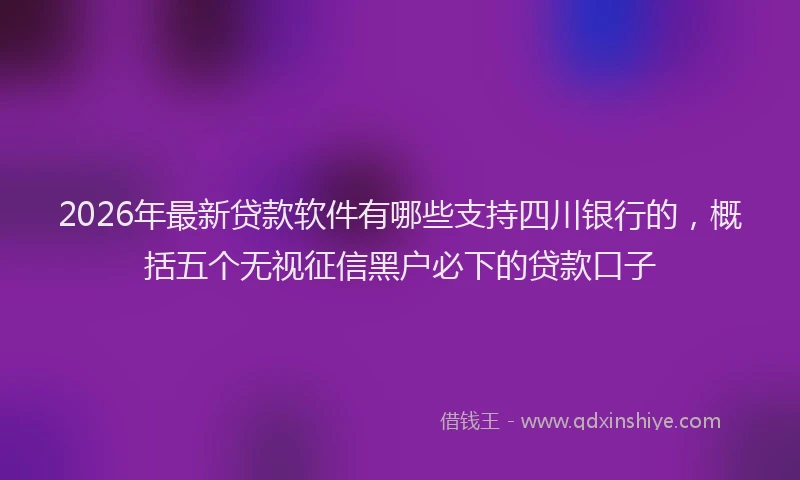 2026年最新贷款软件有哪些支持四川银行的，概括五个无视征信黑户必下的贷款口子