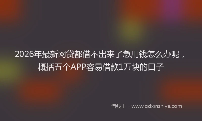 2026年最新网贷都借不出来了急用钱怎么办呢，概括五个APP容易借款1万块的口子