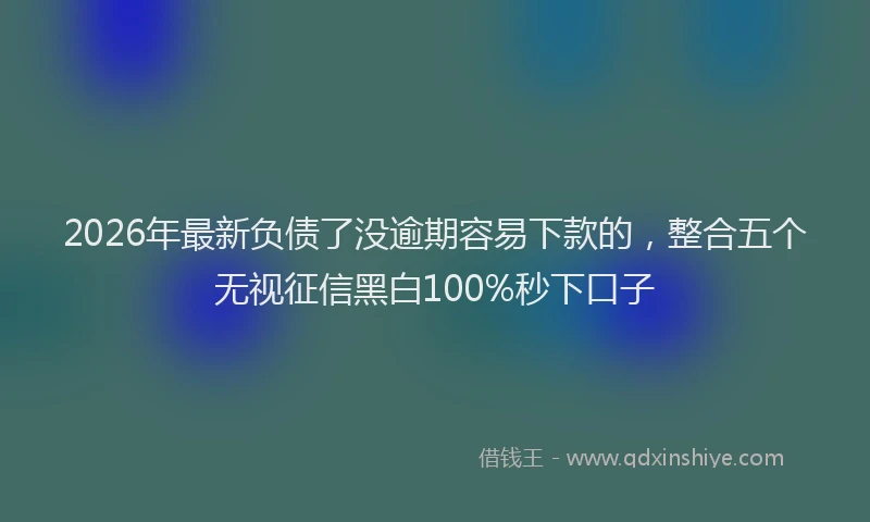 2026年最新负债了没逾期容易下款的，整合五个无视征信黑白100%秒下口子