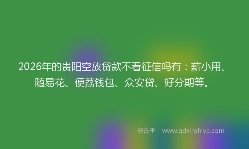 2026年的贵阳空放贷款不看征信吗有：薪小用、随易花、便荔钱包、众安贷、好分期等。