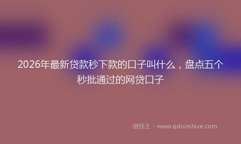 2026年最新贷款秒下款的口子叫什么，盘点五个秒批通过的网贷口子