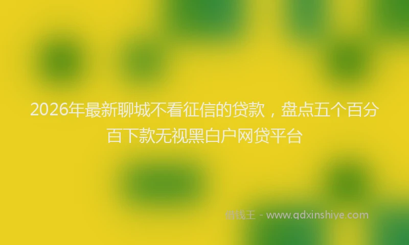 2026年最新聊城不看征信的贷款，盘点五个百分百下款无视黑白户网贷平台