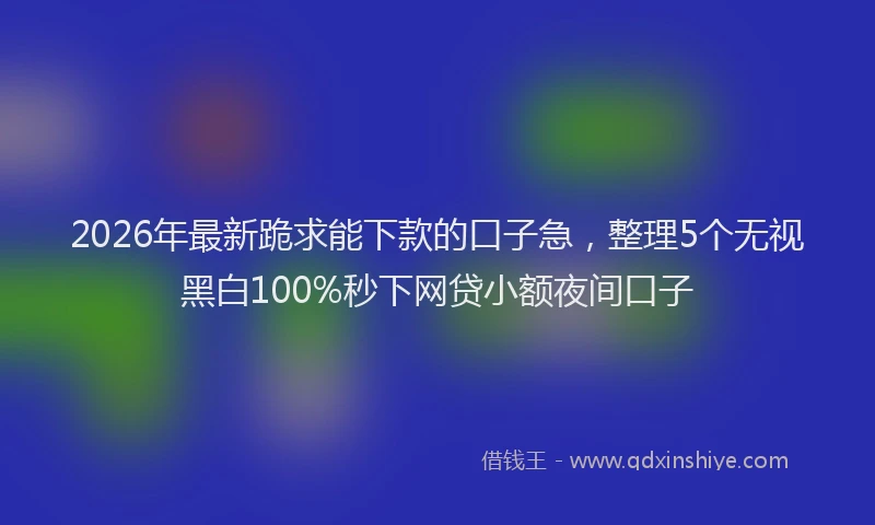 2026年最新跪求能下款的口子急，整理5个无视黑白100%秒下网贷小额夜间口子