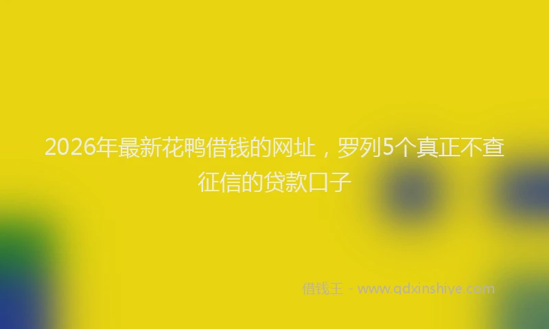 2026年最新花鸭借钱的网址，罗列5个真正不查征信的贷款口子