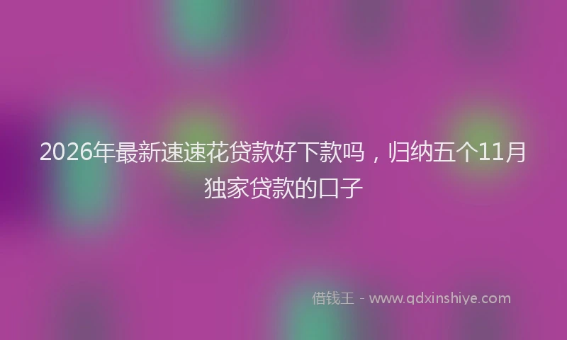 2026年最新速速花贷款好下款吗，归纳五个11月独家贷款的口子