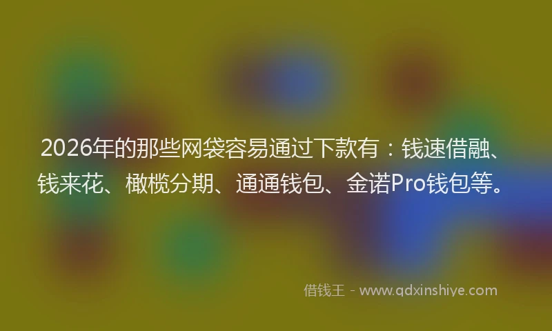 2026年的那些网袋容易通过下款有：钱速借融、钱来花、橄榄分期、通通钱包、金诺Pro钱包等。