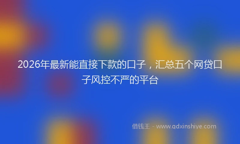 2026年最新能直接下款的口子，汇总五个网贷口子风控不严的平台