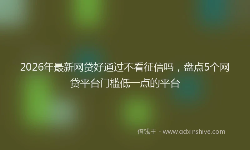 2026年最新网贷好通过不看征信吗，盘点5个网贷平台门槛低一点的平台