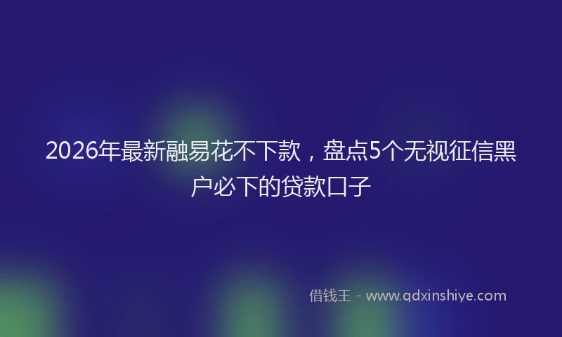 2026年最新融易花不下款，盘点5个无视征信黑户必下的贷款口子