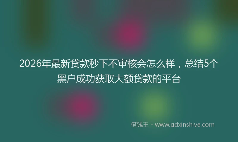 2026年最新贷款秒下不审核会怎么样，总结5个黑户成功获取大额贷款的平台
