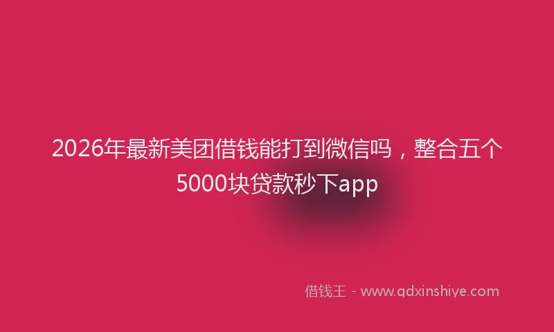 2026年最新美团借钱能打到微信吗，整合五个5000块贷款秒下app