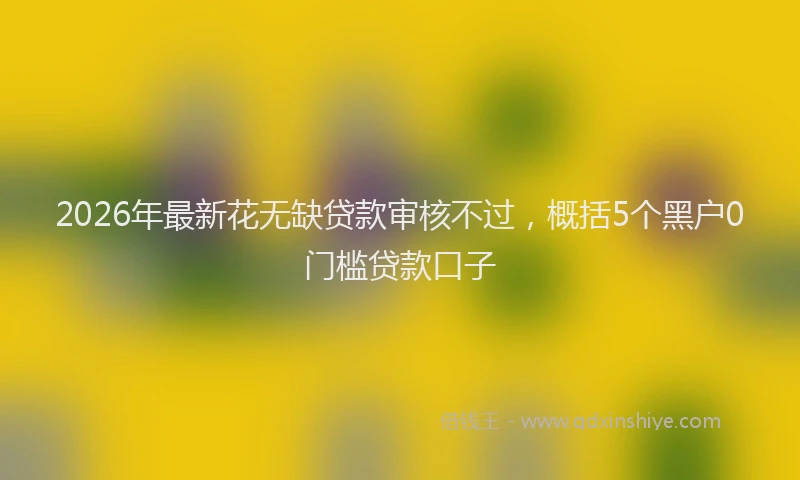 2026年最新花无缺贷款审核不过，概括5个黑户0门槛贷款口子