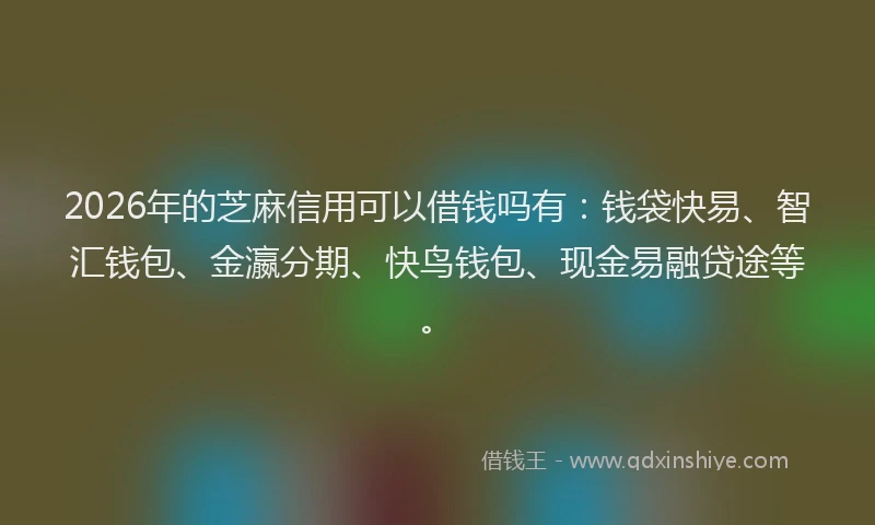 2026年的芝麻信用可以借钱吗有：钱袋快易、智汇钱包、金瀛分期、快鸟钱包、现金易融贷途等。