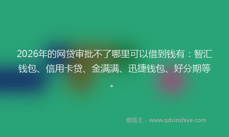 2026年的网贷审批不了哪里可以借到钱有：智汇钱包、信用卡贷、金满满、迅捷钱包、好分期等。
