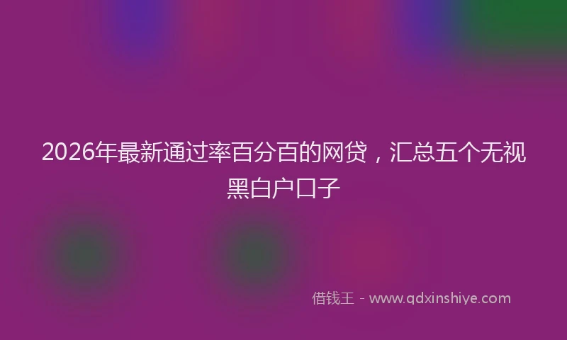 2026年最新通过率百分百的网贷，汇总五个无视黑白户口子