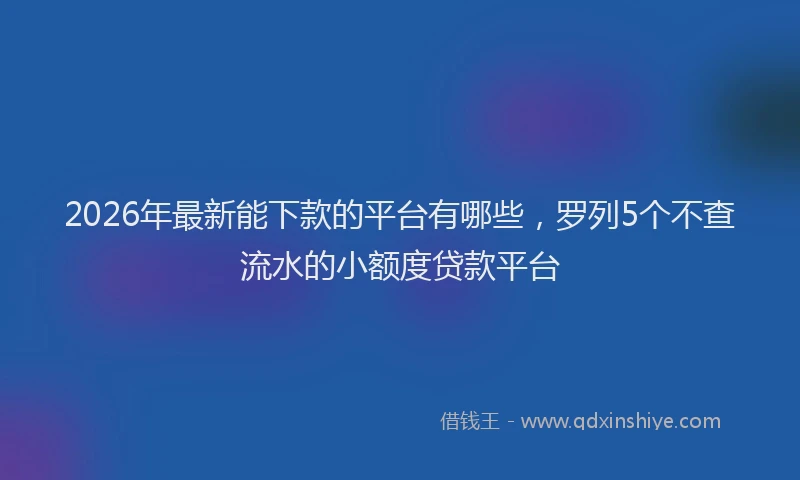 2026年最新能下款的平台有哪些，罗列5个不查流水的小额度贷款平台