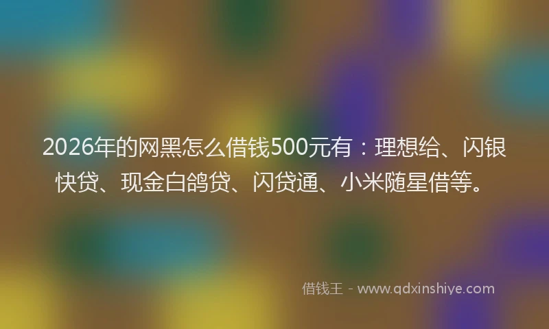 2026年的网黑怎么借钱500元有：理想给、闪银快贷、现金白鸽贷、闪贷通、小米随星借等。