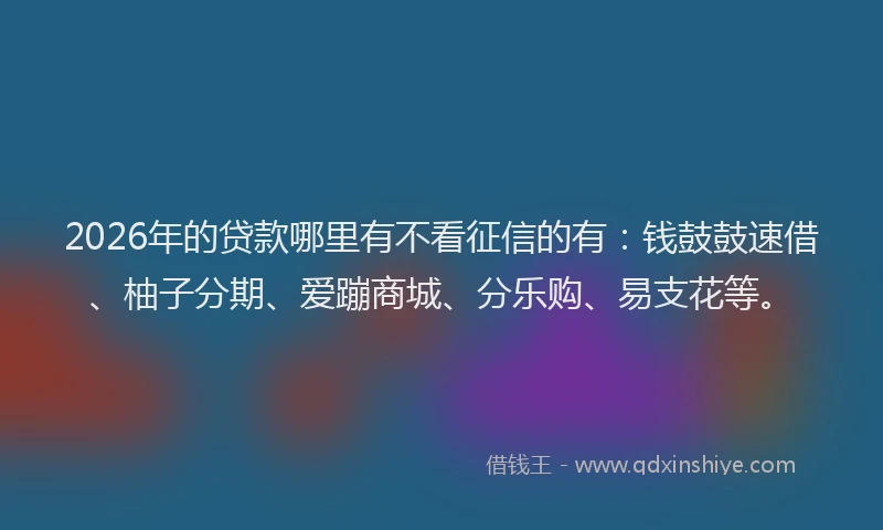 2026年的贷款哪里有不看征信的有：钱鼓鼓速借、柚子分期、爱蹦商城、分乐购、易支花等。