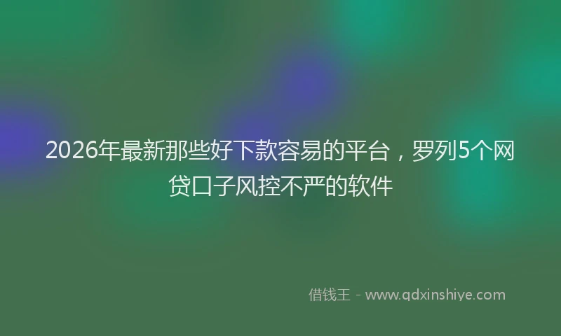 2026年最新那些好下款容易的平台，罗列5个网贷口子风控不严的软件
