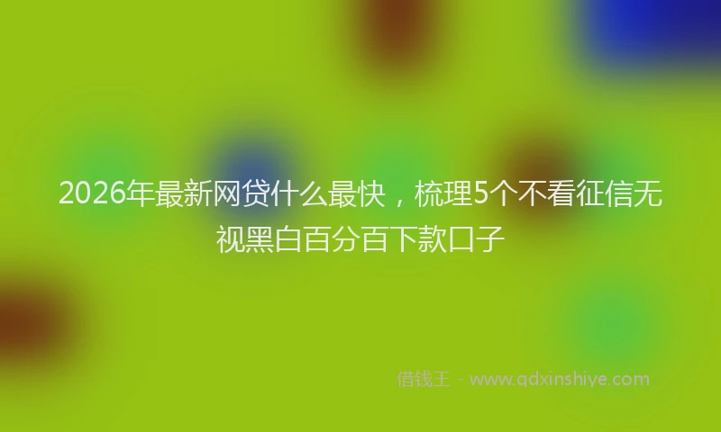 2026年最新网贷什么最快，梳理5个不看征信无视黑白百分百下款口子