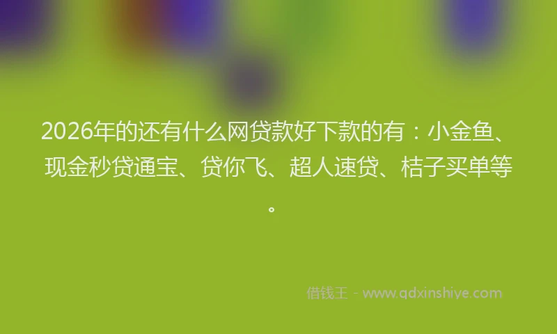 2026年的还有什么网贷款好下款的有：小金鱼、现金秒贷通宝、贷你飞、超人速贷、桔子买单等。