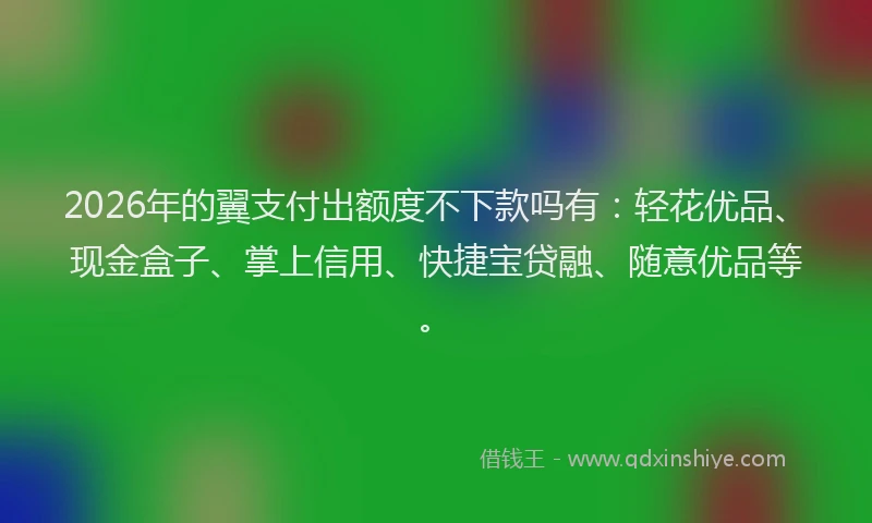 2026年的翼支付出额度不下款吗有：轻花优品、现金盒子、掌上信用、快捷宝贷融、随意优品等。